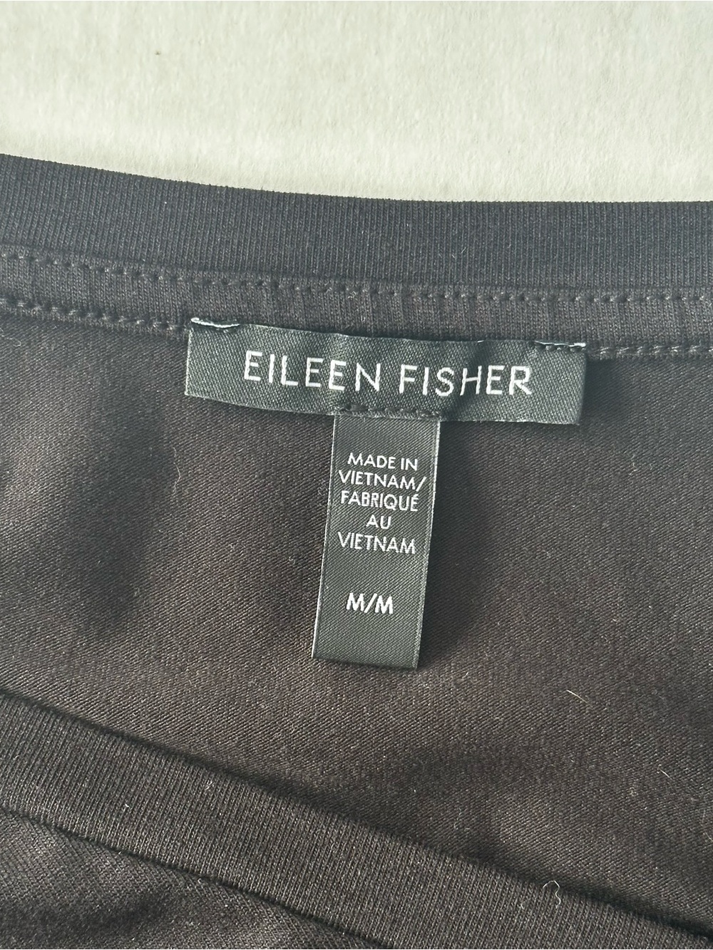 Eileen Fisher Fine Tencel Lyocell Jersey V-Neck Shift Dress Black Long Sleeve M - Picture 3 of 7